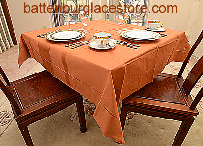 Square Tablecloth.RAW SIENNA color. 54 inches square - Click Image to Close